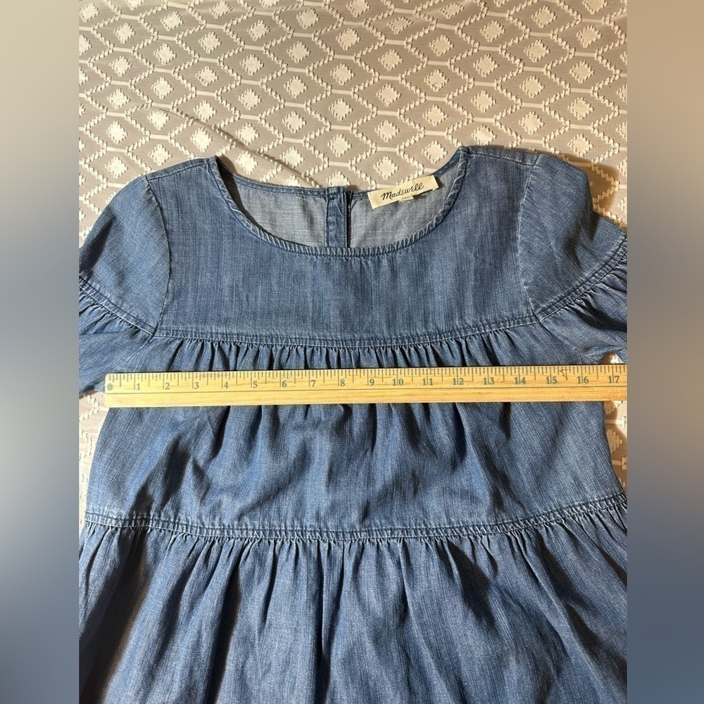 Madewell Women’s Size XXS Blue Cropped Denim Top with Button Down Back - Picture 8 of 10